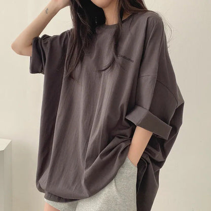 Relaxed Fit Mid-Length Streetwear T-Shirt | 100% Cotton Minimalist Tunic Top
