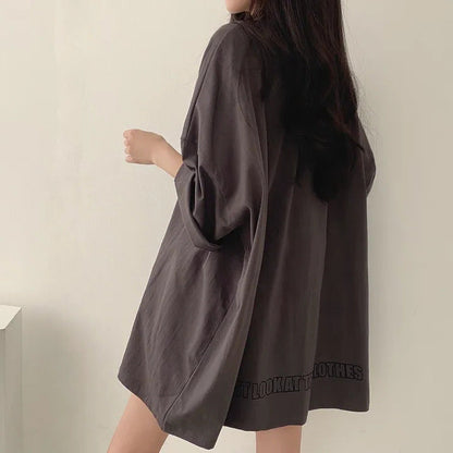 Relaxed Fit Mid-Length Streetwear T-Shirt | 100% Cotton Minimalist Tunic Top