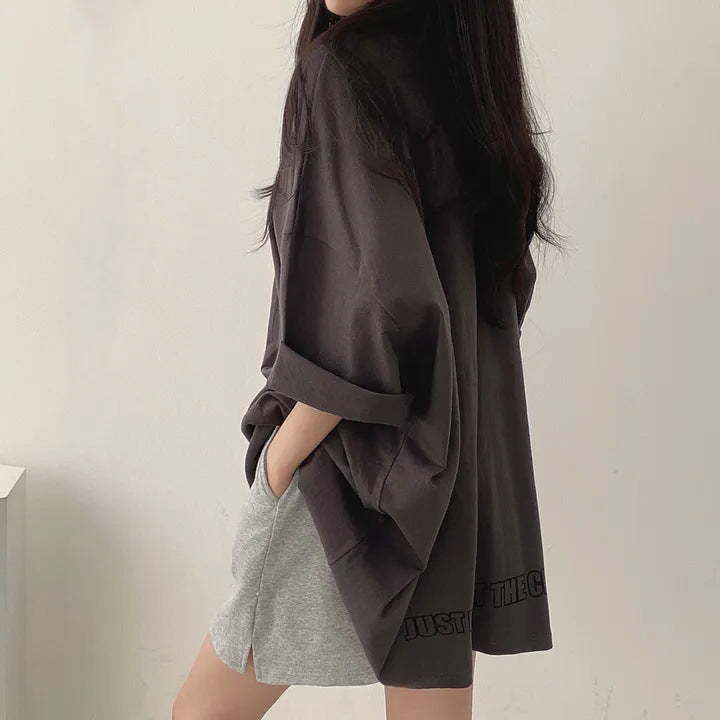 Relaxed Fit Mid-Length Streetwear T-Shirt | 100% Cotton Minimalist Tunic Top