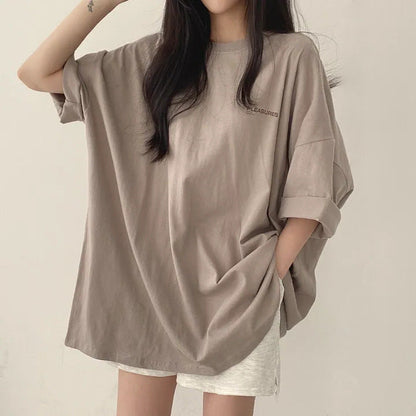 Relaxed Fit Mid-Length Streetwear T-Shirt | 100% Cotton Minimalist Tunic Top