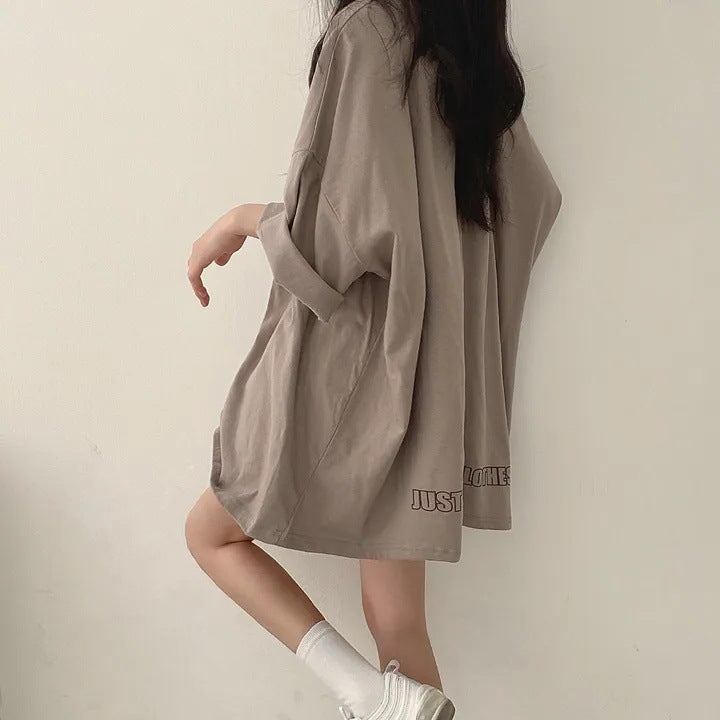 Relaxed Fit Mid-Length Streetwear T-Shirt | 100% Cotton Minimalist Tunic Top