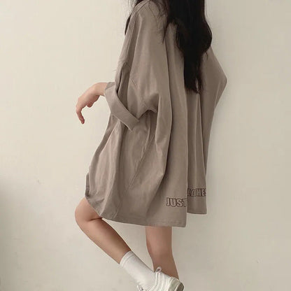 Relaxed Fit Mid-Length Streetwear T-Shirt | 100% Cotton Minimalist Tunic Top