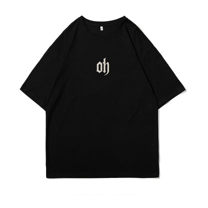 Oversize elbow sleeve print T-shirt / oh