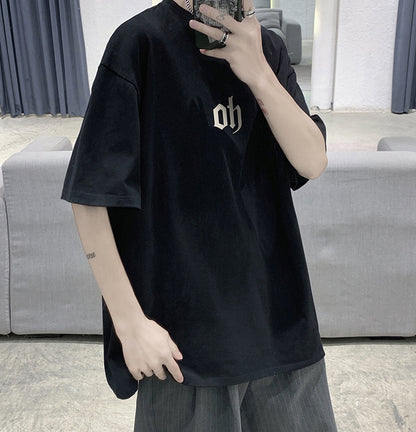 Oversize elbow sleeve print T-shirt / oh