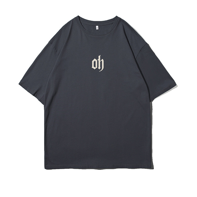 Oversize elbow sleeve print T-shirt / oh