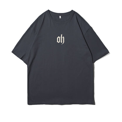 Oversize elbow sleeve print T-shirt / oh