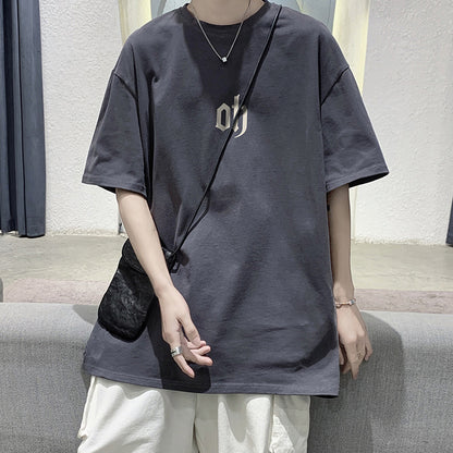 Oversize elbow sleeve print T-shirt / oh