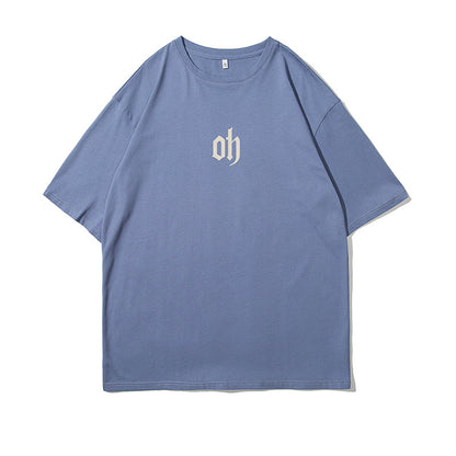 Oversize elbow sleeve print T-shirt / oh