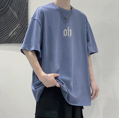 Oversize elbow sleeve print T-shirt / oh