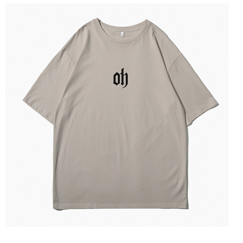 Oversize elbow sleeve print T-shirt / oh