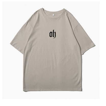 Oversize elbow sleeve print T-shirt / oh