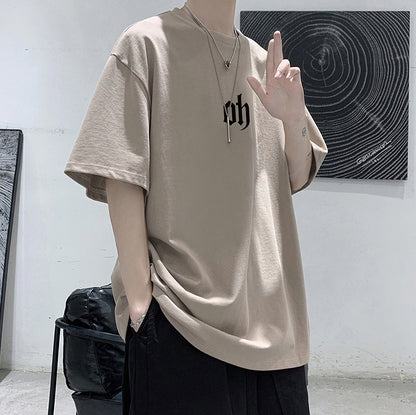 Oversize elbow sleeve print T-shirt / oh