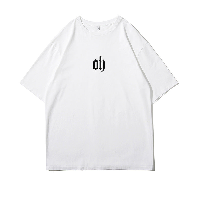 Oversize elbow sleeve print T-shirt / oh