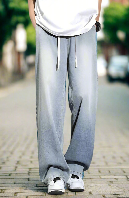 Summer thin loose draped jeans, Casual vintage American straight-leg trousers