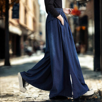 The Artistic Slit-Hem Straight Leg Jeans | High-Waist Wide-Leg Denim