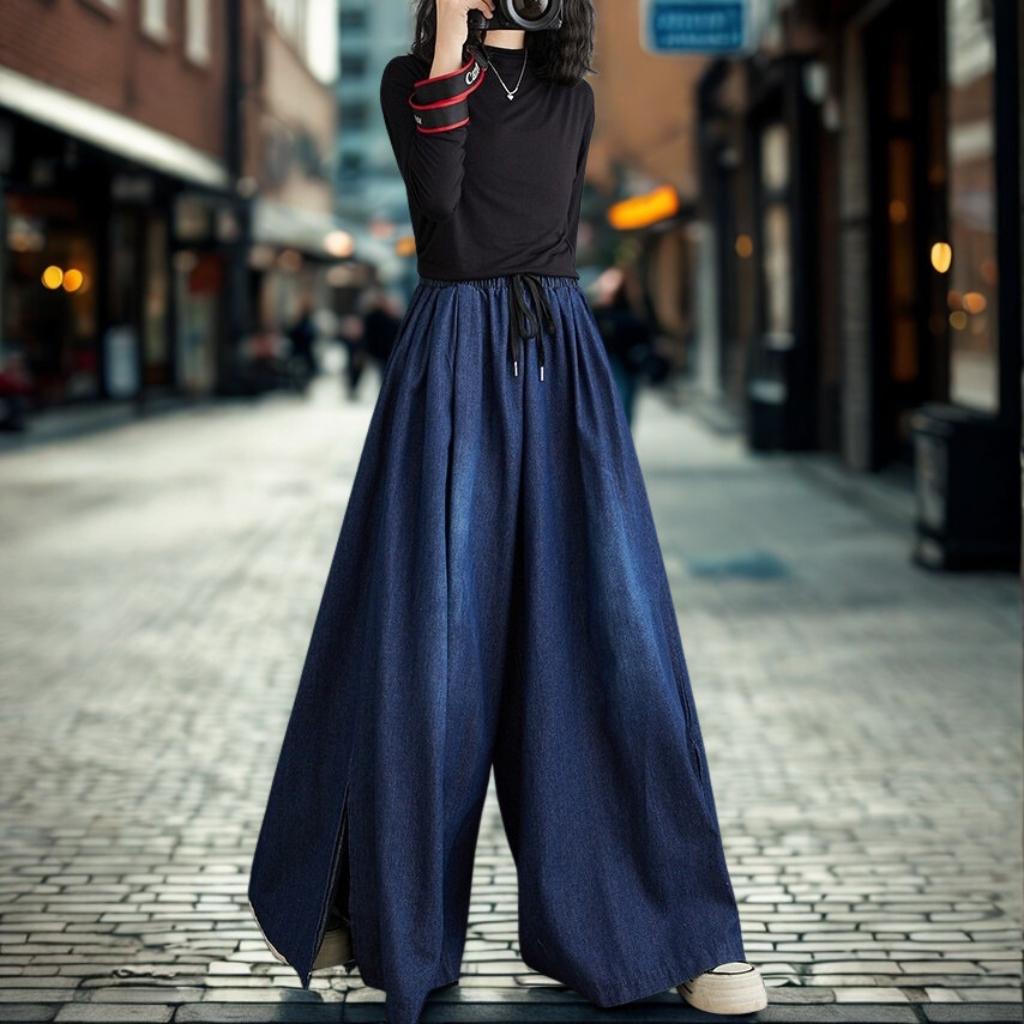 The Artistic Slit-Hem Straight Leg Jeans | High-Waist Wide-Leg Denim