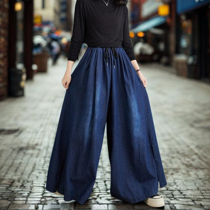 The Artistic Slit-Hem Straight Leg Jeans | High-Waist Wide-Leg Denim