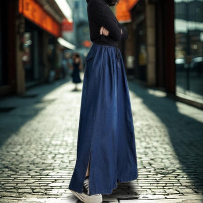 The Artistic Slit-Hem Straight Leg Jeans | High-Waist Wide-Leg Denim