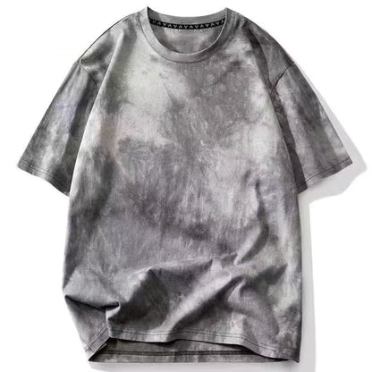 Retro tie-dye design and elbow length sleeves oversize T-shirt