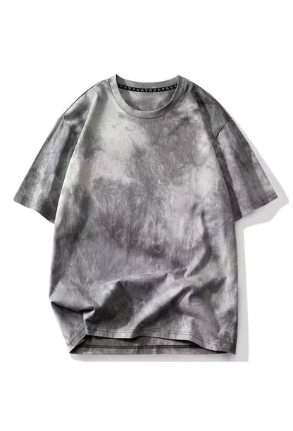 Retro tie-dye design and elbow length sleeves oversize T-shirt