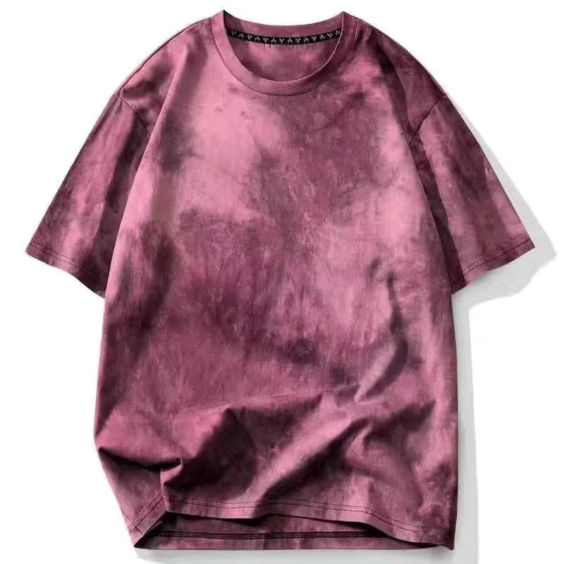 Retro tie-dye design and elbow length sleeves oversize T-shirt