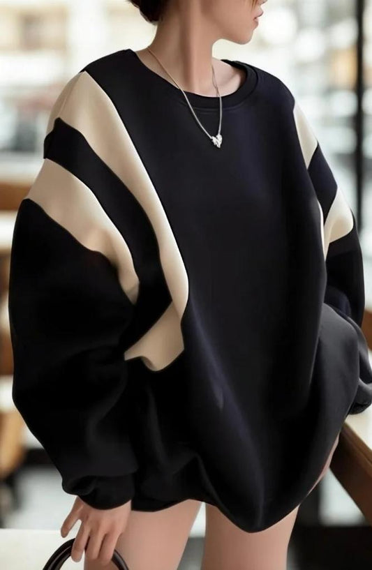 Vintage-Inspired Color Block Crewneck Sweatshirt