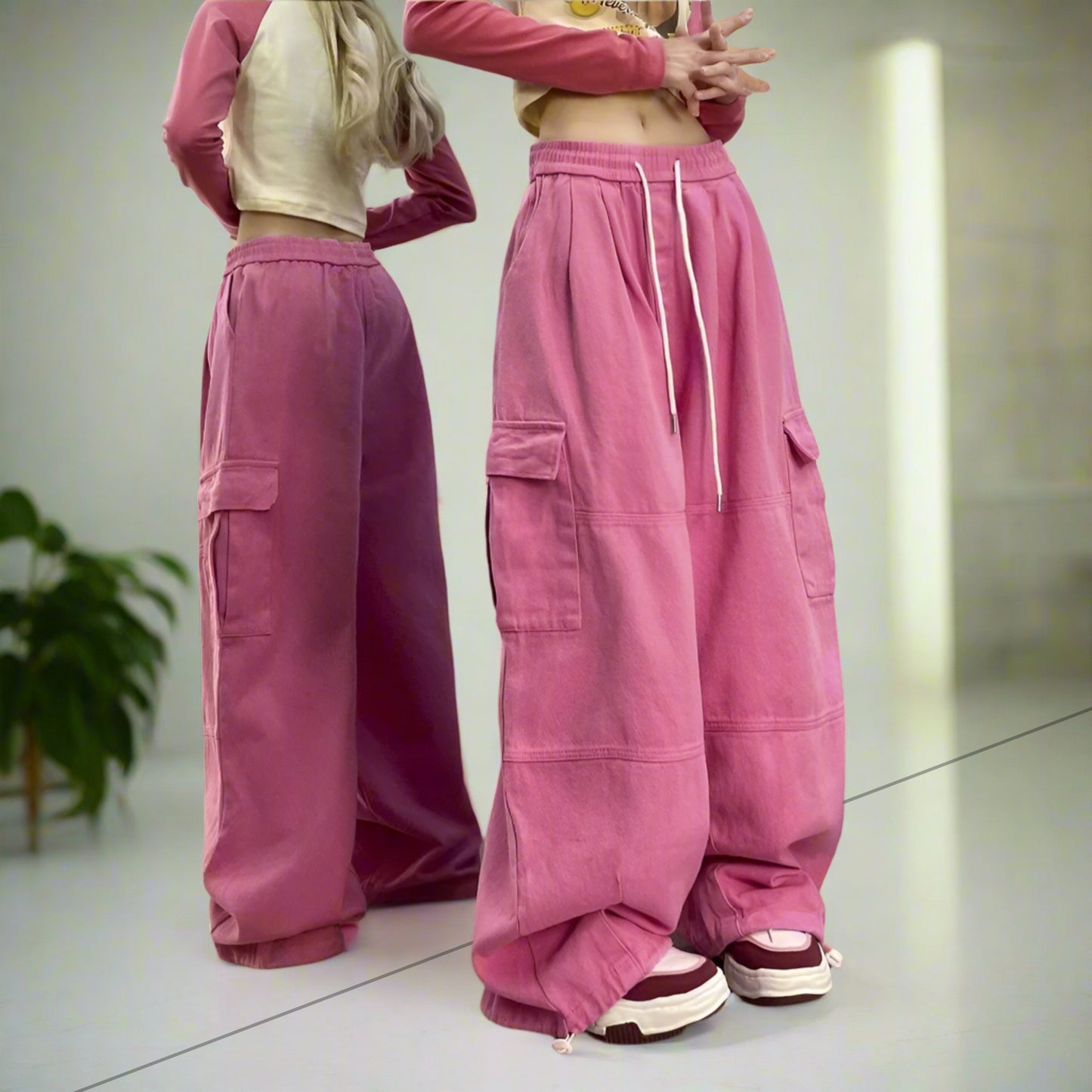 Women's vintage straight & wide leg high-waisted slimming slacks pants