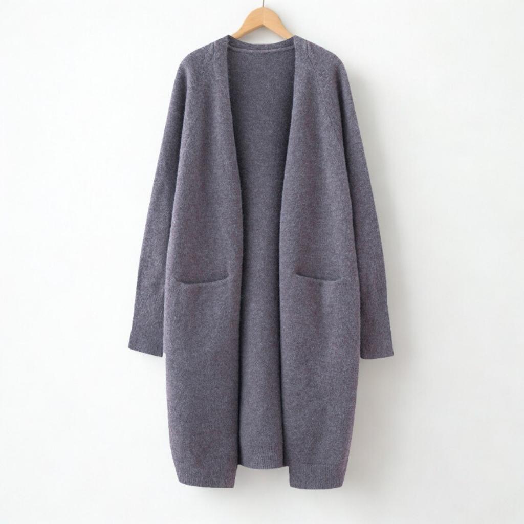 Womens Versatile Mid-Length Open-Front Knit Cardigan