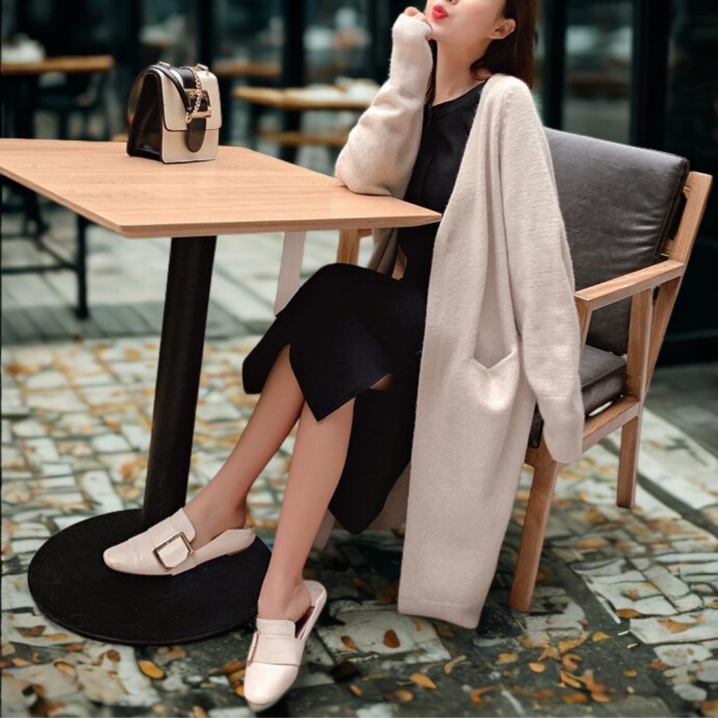 Womens Versatile Mid-Length Open-Front Knit Cardigan